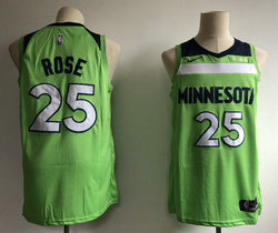 Nike Minnesota Timberwolves #25 Derrick Rose Green Game With Advertising patch Authentic Stitched NBA Jersey