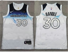 Nike Minnesota Timberwolves #30 Julius Randle 2024-25 White City With Advertising Stitched Jersey