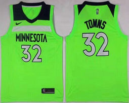 Nike Minnesota Timberwolves #32 Karl Towns Green Game Authentic Stitched NBA jersey