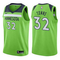Nike Minnesota Timberwolves #32 Karl Towns Green Game Authentic Stitched NBA jersey