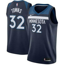 Nike Minnesota Timberwolves #32 Karl Towns Navy Blue Game Authentic Stitched NBA Jersey