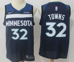 Nike Minnesota Timberwolves #32 Karl Towns Navy Game With Advertising patch Authentic Stitched NBA Jersey