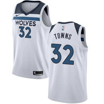 Nike Minnesota Timberwolves #32 Karl Towns White Game Authentic Stitched NBA jersey