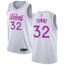 Nike Minnesota Timberwolves #32 Karl Towns White Game Playoffs Earned Edition Authentic Stitched NBA Jersey