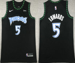 Nike Minnesota Timberwolves #5 Anthony Edwards Black With Advertising Authentic Stitched NBA Jersey