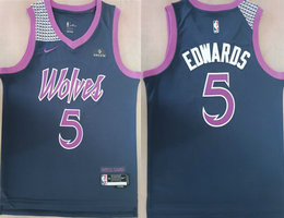 Nike Minnesota Timberwolves #5 Anthony Edwards Navy 2026 City With Advertising Jersey