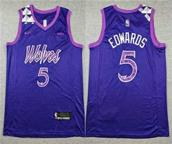 Nike Minnesota Timberwolves #5 Anthony Edwards Pureple City Edition Swingman Jersey