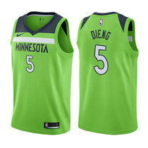 Nike Minnesota Timberwolves #5 Gorgui Dieng Green Game Authentic Stitched NBA Jersey