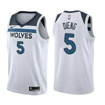 Nike Minnesota Timberwolves #5 Gorgui Dieng White Game Authentic Stitched NBA Jersey