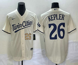 Nike Minnesota Twins #26 Max Kepler Cream Game Gold #26 front Authentic stitched MLB jersey