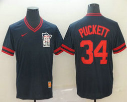 Nike Minnesota Twins #34 Kirby Puckett Pullover Throwback Authentic stitched MLB jersey