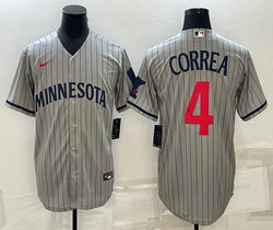 Nike Minnesota Twins #4 Carlos Correa Gray Game Authentic stitched MLB jersey