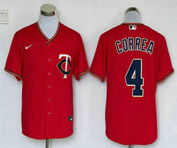 Nike Minnesota Twins #4 Carlos Correa Red Game Authentic stitched MLB jersey