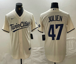 Nike Minnesota Twins #47 Edouard Julien Cream Game Authentic stitched MLB jersey