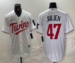 Nike Minnesota Twins #47 Edouard Julien White Game Authentic stitched MLB jersey