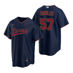 Nike Minnesota Twins #57 Hansel Robles Navy Game Authentic Stitched MLB jersey