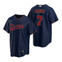 Nike Minnesota Twins #7 Joe Mauer Navy Game Authentic Stitched MLB jersey