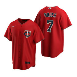 Nike Minnesota Twins #7 Joe Mauer Red Game Authentic Stitched MLB jersey