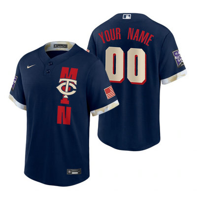 Nike Minnesota Twins Custom Any Name 2021 All star Blue Game Authentic Stitched MLB Jersey