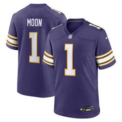Nike Minnesota Vikings #1 Warren Moon Purple Throwback Vapor Untouchable Authentic Stitched NFL Jersey