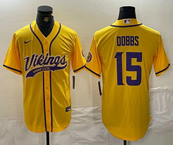 Nike Minnesota Vikings #15 Joshua Dobbs Gold Joint adults Authentic Stitched baseball jersey