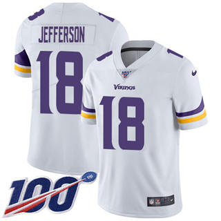 Nike Minnesota Vikings #18 Justin Jefferson 100th Season White Vapor Untouchable Jersey