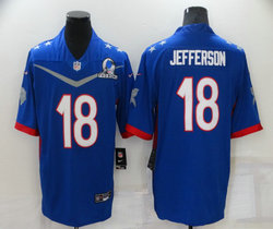 Nike Minnesota Vikings #18 Justin Jefferson 2022 All star Blue Authentic Stitched NFL Jersey
