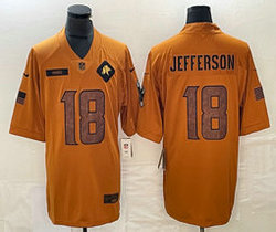 Nike Minnesota Vikings #18 Justin Jefferson 2023 Brown Salute To Service Authentic Stitched NFL Jersey