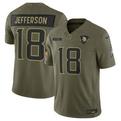 Nike Minnesota Vikings #18 Justin Jefferson Olive 2025 Salute To Service Stitched Football Jersey