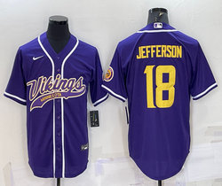 Nike Minnesota Vikings #18 Justin Jefferson Purple Gold Number adults Authentic Stitched baseball jersey