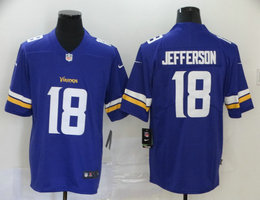 Nike Minnesota Vikings #18 Justin Jefferson Purple Vapor Untouchable Authentic Stitched NFL Jersey