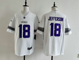 Nike Minnesota Vikings #18 Justin Jefferson White Throwback Authentic Stitched NFL Jersey