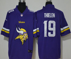 Nike Minnesota Vikings #19 Adam Thielen Purple With team logo Vapor Untouchable Authentic stitched NFL jersey