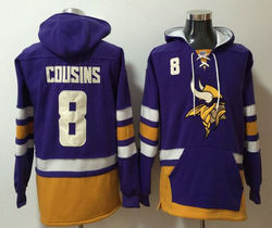 Nike Minnesota Vikings #8 Kirk Cousins Purple All Stitched Hooded Sweatshirt