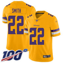 Nike Minnesota Vikings #22 Harrison Smith With NFL 100th Season Patch Gold Inverted Legend Vapor Untouchable Authentic Stitched NFL jersey