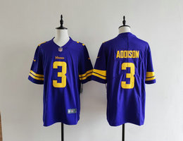 Nike Minnesota Vikings #3 Jordan Addison Purple Purple Rush Authentic stitched NFL jersey