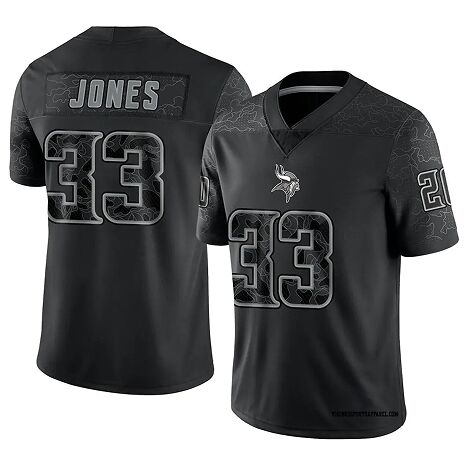 Nike Minnesota Vikings #33 Aaron Jones Black reflective Authentic Stitched NFL Jersey