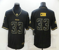 Nike Minnesota Vikings #33 Dalvin Cook Black Gold Throwback Authentic Stitched NFL Jersey