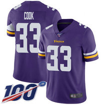 Nike Minnesota Vikings #33 Dalvin Cook With NFL 100th Season Patch Purple Vapor Untouchable Limited Authentic Stitched NFL Jersey