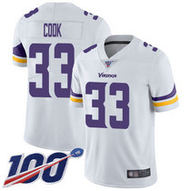 Nike Minnesota Vikings #33 Dalvin Cook With NFL 100th Season Patch White Vapor Untouchable Authentic Stitched NFL jersey