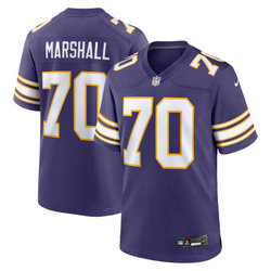 Nike Minnesota Vikings #70 Jim Marshall Purple Throwback Vapor Untouchable Authentic Stitched NFL Jersey