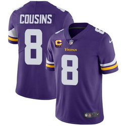 Nike Minnesota Vikings #8 Kirk Cousins Purple With 4-Star C Patch Vapor Untouchable Authentic Stitched NFL Jersey