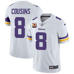 Nike Minnesota Vikings #8 Kirk Cousins White With 4-Star C Patch Vapor Untouchable Authentic Stitched NFL Jersey