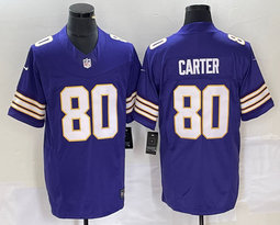 Nike Minnesota Vikings #80 Cris Carter Purple Throwback 2023 F.U.S.E.Stitched Jersey
