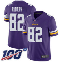 Nike Minnesota Vikings #82 Kyle Rudolph With NFL 100th Season Patch Purple Vapor Untouchable Limited Authentic Stitched NFL Jersey 