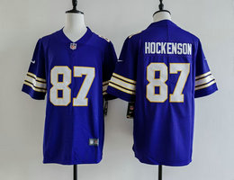 Nike Minnesota Vikings #87 T.J. Hockenson Purple Throwback Authentic Stitched NFL Jersey