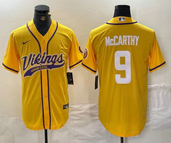 Nike Minnesota Vikings #9 J.J. McCarthy Gold adults Authentic Stitched baseball jersey