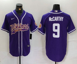 Nike Minnesota Vikings #9 J.J. McCarthy Purple Joint Authentic Stitched baseball jersey