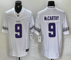 Nike Minnesota Vikings #9 J.J. McCarthy White Throwback F.U.S.E Authentic Stitched NFL Jersey