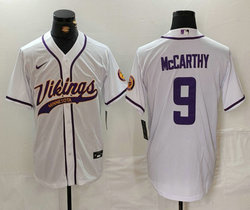 Nike Minnesota Vikings #9 J.J. McCarthy White adults Authentic Stitched baseball jersey